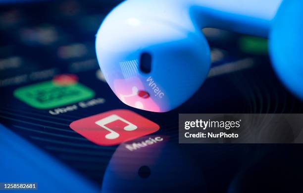 Spotify and other Music applications are seen in this illustration photo in Warsaw, Poland on 10 June, 2023.