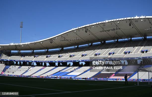 This picture taken on June 10, 2023 shows the empty Ataturk Olympic Stadium prior the UEFA Champions League final match between Inter Milan and...