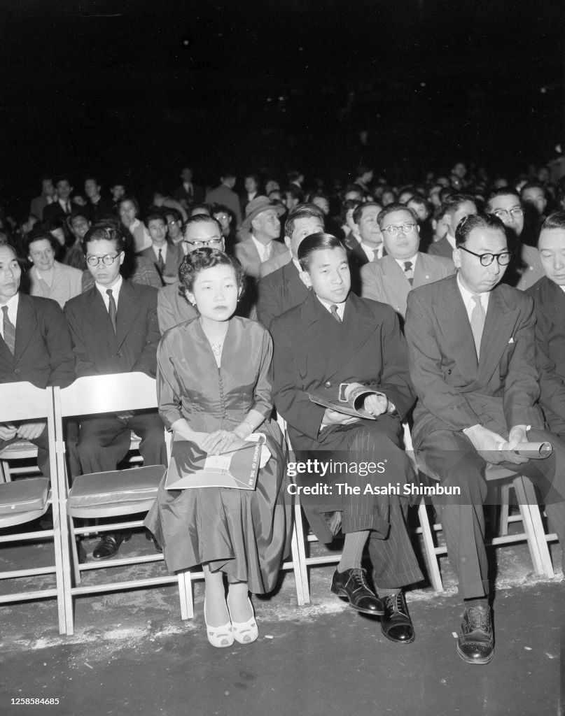 Crown Prince Akihito And Atsuko Ikeda Attend Outdoor Concert