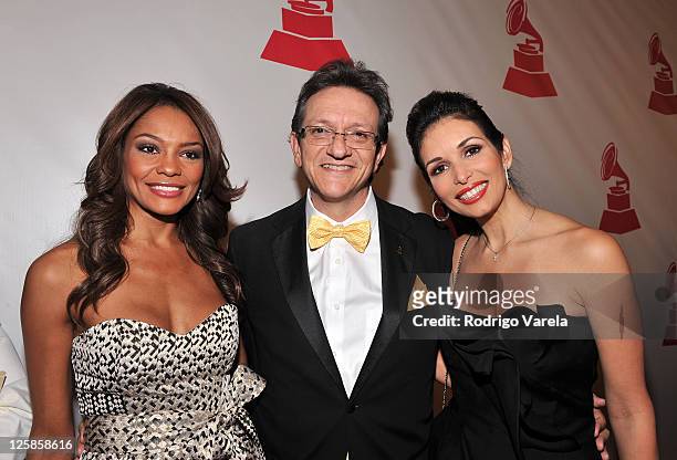 Journalist Ilia Calderon, Latin Recording Academy President Gabriel Abaroa Jr. And actress Giselle Blondet arrive at the 2010 Person of the Year...
