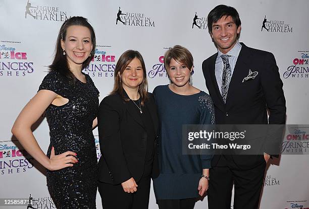 Sarah Hughes, Sharon Cohen, Nicole Feld and Evan Lysacek attend "Disney On Ice Presents Princess Wishes" opening night at Madison Square Garden on...