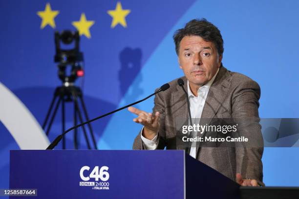 The politician Matteo Renzi, secretary of Italia Viva, during the national assembly in Naples.