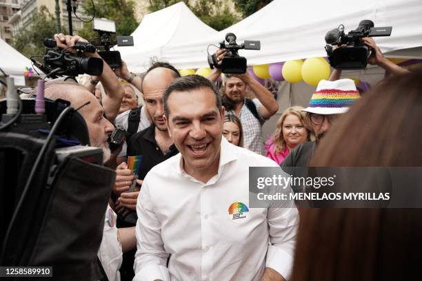 The President of Syriza main opposition party Alexis Tsipras at the annual Athens Pride parade, in Athens, Greece, on June 10, 2023