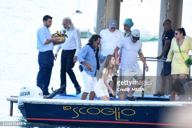 Leonardo DiCaprio is seen with his father George DiCaprio and stepmother Peggy Farrar on June 10, 2023 in Sorrento, Italy.