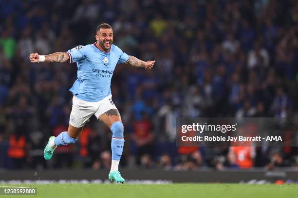 Kyle Walker of Manchester City celebrates at full time as Manchester City win the UEFA Champions League during the UEFA Champions League 2022/23...