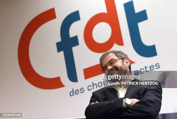 Le secrétaire général de la CFDT François Chérèque s'apprête à donner une conférence de presse, le 17 Janvier 2008 à Paris. Le bureau national de la...