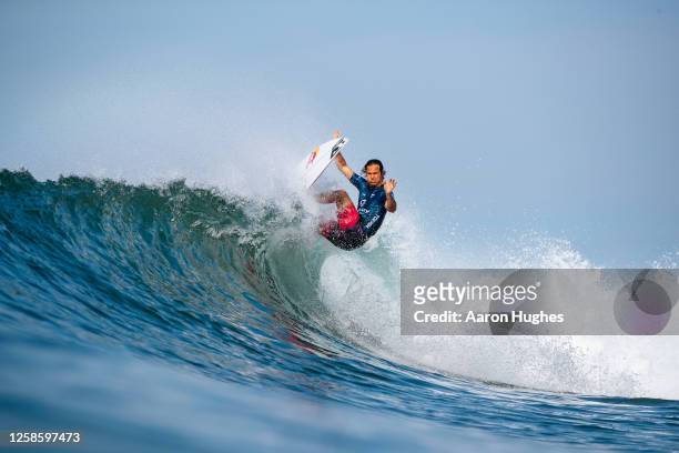 Jordy Smith of South Africa surfs in Heat 3 of the Opening Round at the Surf City El Salvador Pro on June 10, 2023 at Punta Roca, La Libertad, El...