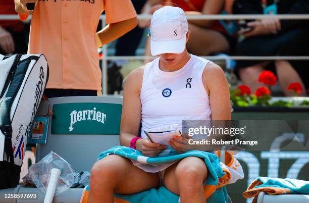 Iga Swiatek of Poland during the Women's singles final on Day Fourteen of Roland Garros on June 10, 2023 in Paris, France