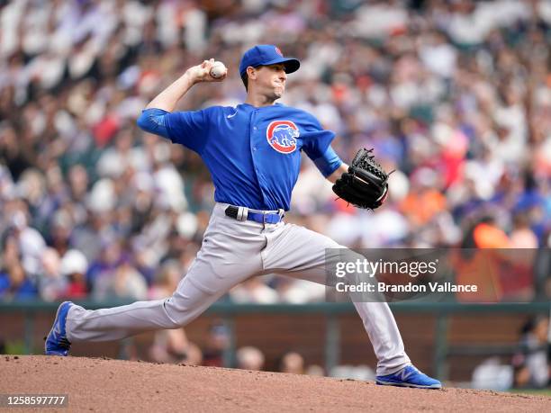 Kyle Hendricks of the Chicago Cubs pitches in the first inning against the San Francisco Giants at Oracle Park on June 10, 2023 in San Francisco,...