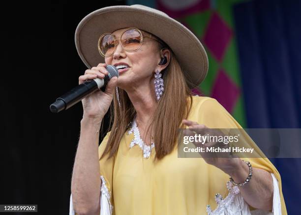 Pam Tillis performs on stage during CMA Fest 2023 at Dr. Pepper Amp stage on June 10, 2023 in Nashville, Tennessee.