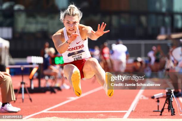 Pippi Lotta Enok of the Oklahoma Sooners competes in the heptathlon women's long jump during the Division I Men's and Women's Outdoor Track & Field...