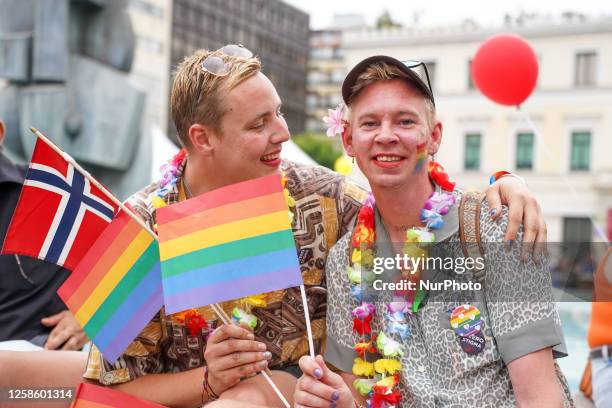 People during the Athens Pride parade in Athens, on June 10, 2023.