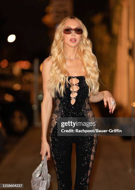 Christine Quinn is seen arriving to Whitefox's party at Catch restaurant in West Hollywood on June 10, 2023 in Los Angeles, California.