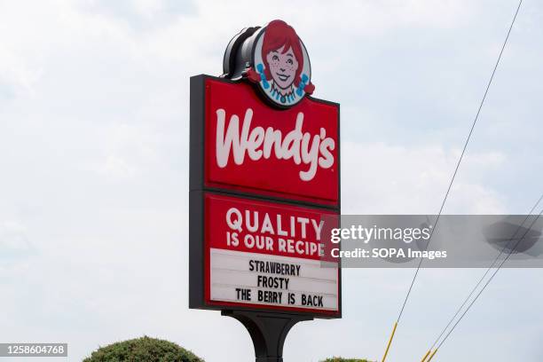 The Wendy's logo is seen on a sign outside the restaurant in Muncy.