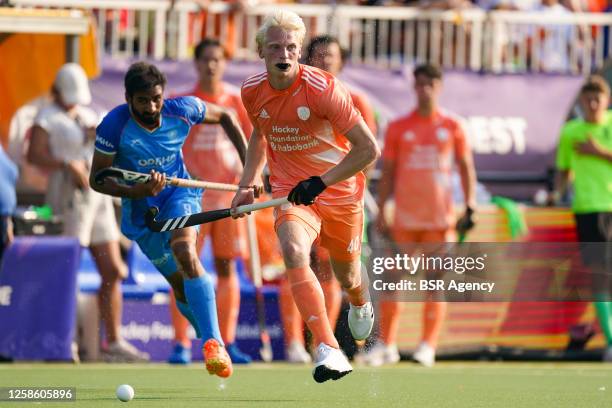 Luke Dommershuijzen of the Netherlands during the 2022/2023 FIH Hockey Pro League match between Netherlands and India at the Genneper Parken on June...
