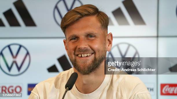 Niclas Fuellkrug speaks to the media during a press conference at DFB- at DFB-Campus on June 11, 2023 in Frankfurt am Main, Germany.