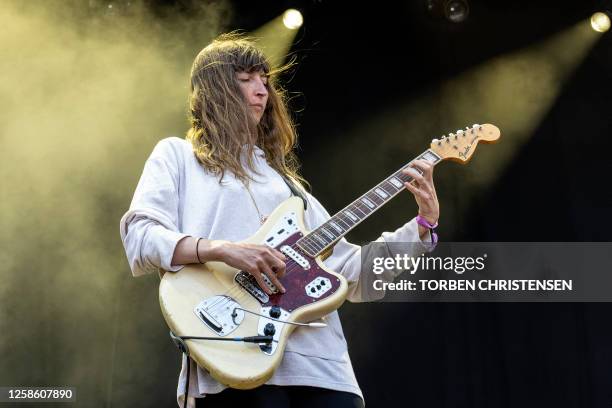 Emily Kokal of US band 'Warpaint'' performs on stage on June 10, 2023 during the 'South of the Sun' music festival in Soendermarken park,...