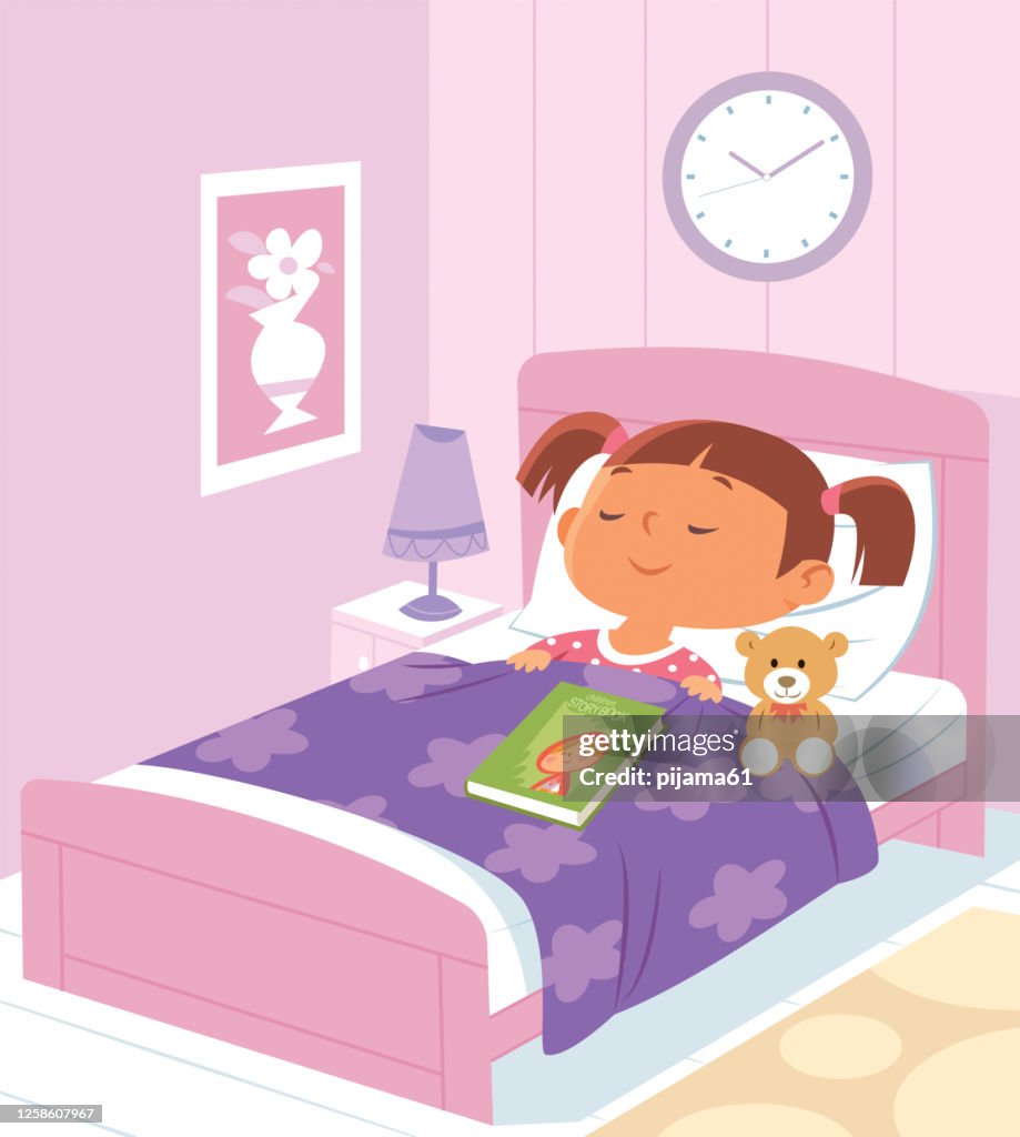 Girl Sleeping In Bed High-Res Vector Graphic - Getty Images