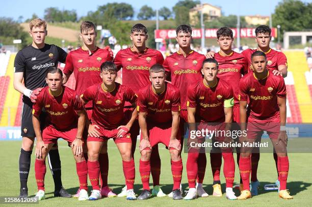 Roma U18 poses during the Serie A e B U18 Semifinal between AS Roma and Spal at Del Conero Stadium on June 11, 2023 in Ancona, Italy.