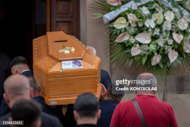The coffin of Giulia Tramontano, in Sant Antimo, a small village near Naples, southern Italy. Giulia Tramontano was the pregnant woman killed by her...