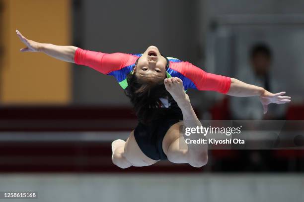 Ayaka Sakaguchi competes in the Women's Balance Beam final on day two of the 77th All Japan Artistic Gymnastics Apparatus Championships at Yoyogi...