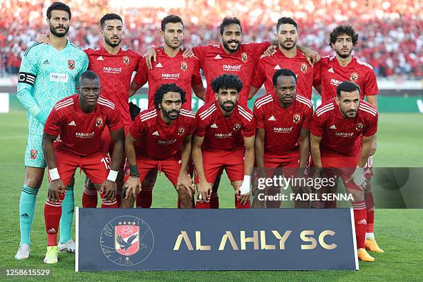 Ahly's Egyptian goalkeeper Mohamed el-Shenawy, Ahly's Egyptian defender Mohamed Abdelmonem, Ahly's Egyptian midfielder Hamdy Fathy, Ahly's Egyptian...