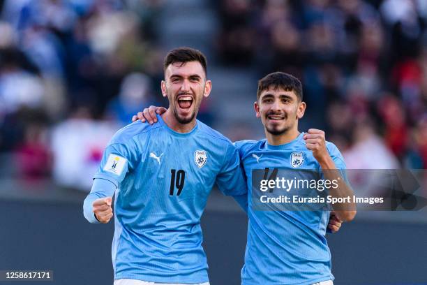 Hadar Fuchs of Israel and Roy Navi of Israel celebrates their 3rd position after winning Korea Republic during FIFA U-20 World Cup Argentina 2023...