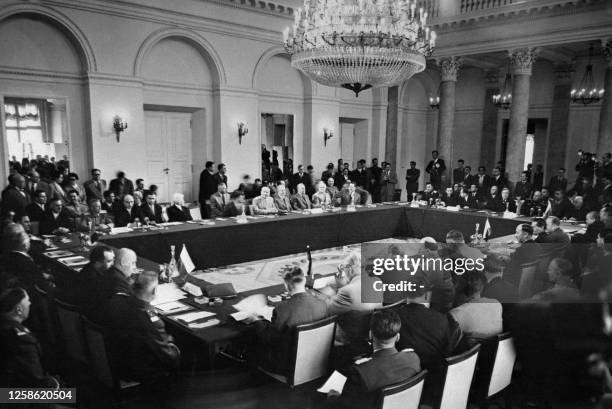 Picture released on May 13, 1955 shows a general view of the Communist Bloc Conclave bringing together the eight East European countries prior to the...