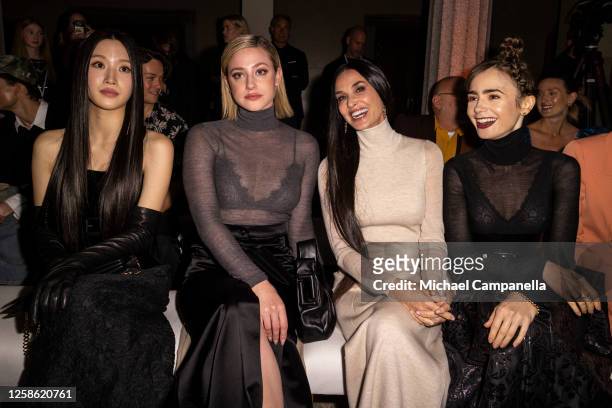 Mun Ka-Young, Lili Reinhart, Demi Moore and Lily Collins attend the Max Mara Resort 2024 Collection Fashion Show at Stockholm City Hall on June 11,...