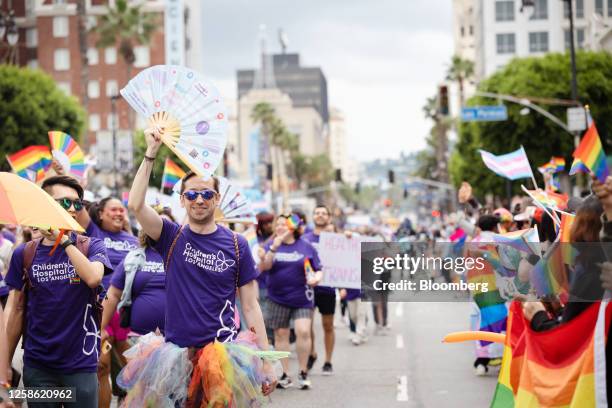 Members of the Children's Hospital Los Angeles during the LA Pride Parade in Los Angeles, California, US, on Sunday, June 11, 2023. Comedian Margaret...