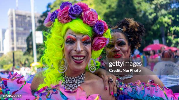 The Sao Paulo Pride Parade on Avenida Paulista in Sao Paulo, Brazil, on Sunday, June 11, 2023. Sao Paulo hosts one of the largest annual Pride events...