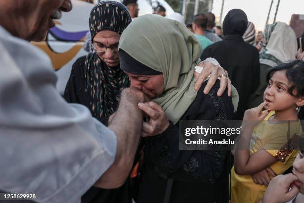 Number of hajj pilgrims bid farewells before departing to the holy city of Mecca at al-Katiba Square in Gaza City, Gaza on June 12, 2023.