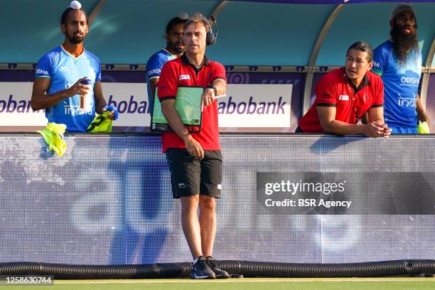 Coach Craig Fulton of India during the 2022/2023 FIH Hockey Pro League match between Netherlands and India at the Genneper Parken on June 7, 2023 in...