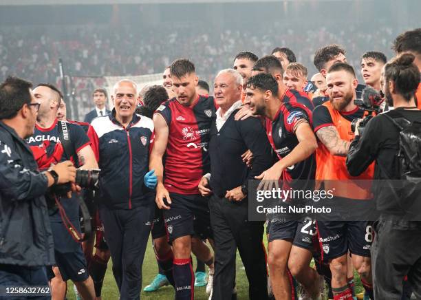 Claudio Ranieri head coach of Cagliari celebrate the win during the Serie B match ''Final Play off'' between Bari and Cagliari on June 11, 2023...