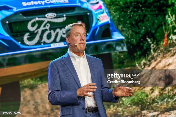 Bill Ford, executive chairman of Ford Motor Co., speaks during the opening of the Ford Motor Co. Cologne Electric Vehicle Center, following a $2...