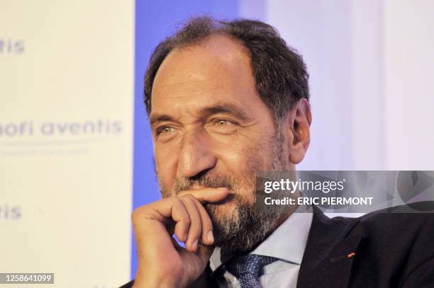 French pharmaceutical firm Sanofi-Aventis Access to Medecine Vice-President Robert Sebbag attends a press conference on September 24, 2009 in Paris...