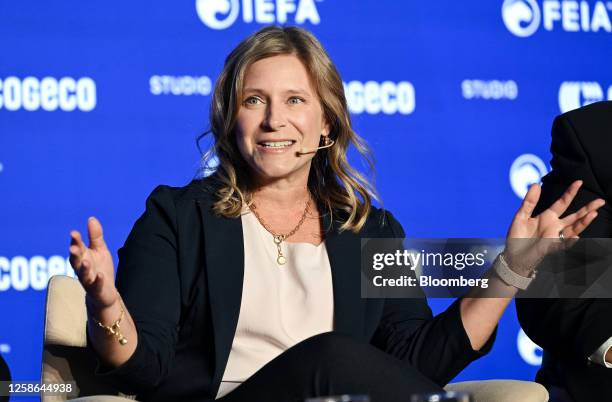 Tara Risser, president of Americas for Equinix, during the International Economic Forum Of The Americas Conference of Montreal in Montreal, Quebec,...