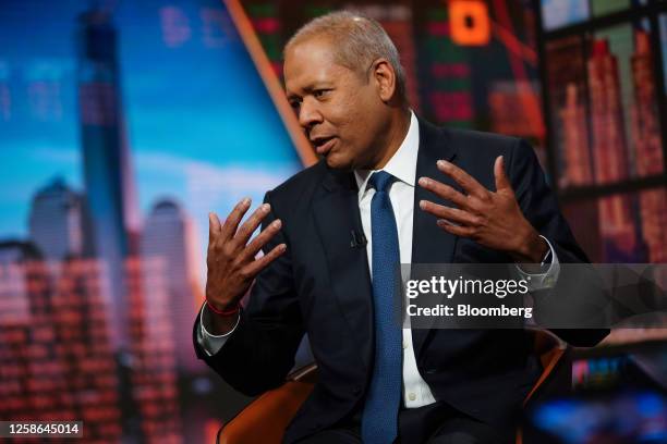 Venkatakrishnan, chief executive officer of Barclays Plc, during a Bloomberg Television interview in New York, US, on Monday, June 12, 2023....