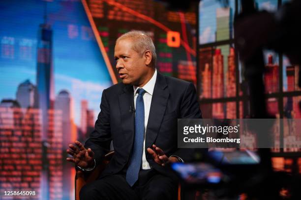 Venkatakrishnan, chief executive officer of Barclays Plc, during a Bloomberg Television interview in New York, US, on Monday, June 12, 2023....