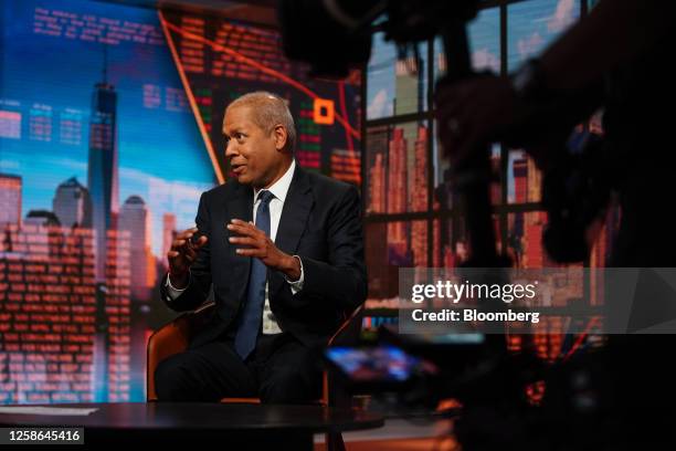 Venkatakrishnan, chief executive officer of Barclays Plc, during a Bloomberg Television interview in New York, US, on Monday, June 12, 2023....