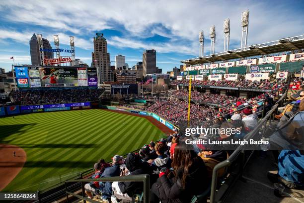 General view of the field during the game between the Seattle Mariners and the Cleveland Guardians at Progressive Field on Friday, April 7, 2023 in...