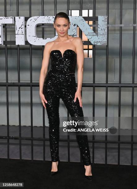 Ukrainian-French actress Olga Kurylenko arrives for the US premiere of "Extraction 2" at Jazz at Lincoln Center in New York City on June 12, 2023.