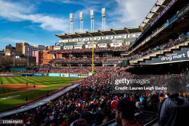 General view of the field during the game between the Seattle Mariners and the Cleveland Guardians at Progressive Field on Friday, April 7, 2023 in...