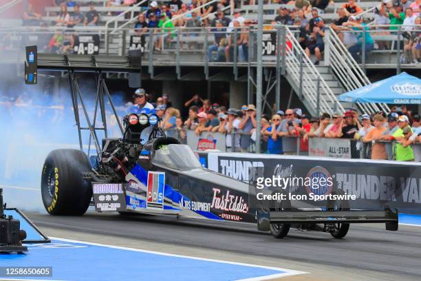 Cameron Ferre Top Fuel Dragster during the Sunday NHRA Thunder Valley Nationals on June 11, 2023 at the Bristol Dragway in Bristol, Tennessee.
