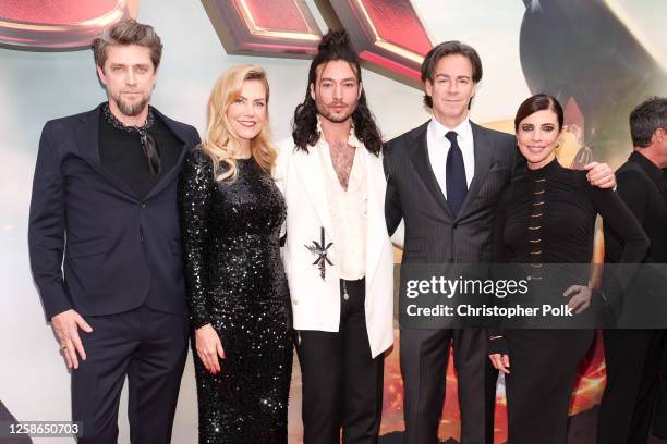 Andrés Muschietti, Barbara Muschietti, Ezra Miller, Peter Safran and Maribel Verdú at the premiere of "The Flash" held at TCL Chinese Theatre IMAX on...