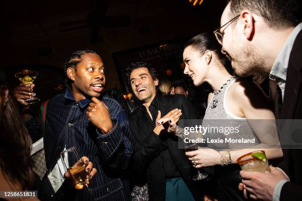 Jeremy O. Harris, Oscar Isaac and Rachel Brosnahan at the Chanel Artists Dinner at Balthazar Restaurant on June 12, 2023 in New York, New York.