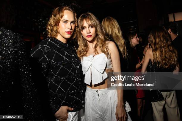 Tommy Dorfman and Suki Waterhouse at the Chanel Artists Dinner at Balthazar Restaurant on June 12, 2023 in New York, New York.