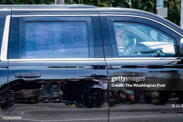 Motorcade carrying former President Donald Trump arrives at his Trump National Doral resort on Monday, June 12 in Doral, FL.