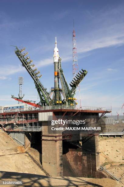 The Soyuz TMA-9 rocket is installed on the launch pad at the Baikonur cosmodrome in Kazakhstan, 16 September 2006. The flight of the world's first...