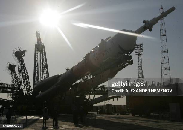 Russian Russian Soyuz TMA-12 space craft is being installed on its launch pad in Baikonur on April 6, 2008. South Korea's first astronaut, a...